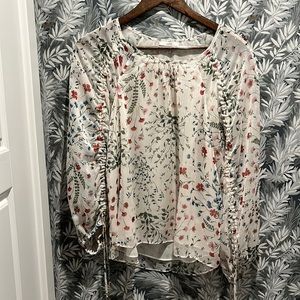 Joie Floral Cream Women’s Long Sleeve Blouse size Small